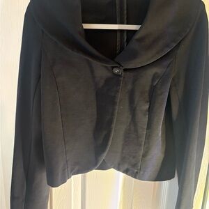 Willi Smith Black Cropped Shawl-Collar Blazer